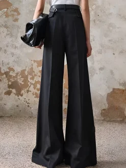 High-Waist Piping Bell Pants Without Belt