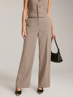 High-Waist Plaid Belted Pants