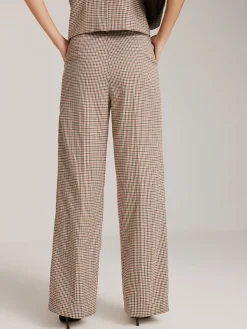 High-Waist Plaid Belted Pants