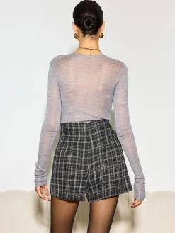High-Waist Plaid Wide-Leg Shorts
