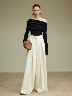 High-Waist Pleated Wide-Leg Pants