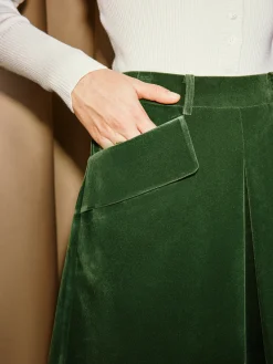 High-Waist Pockets Velvet Mini Skirt