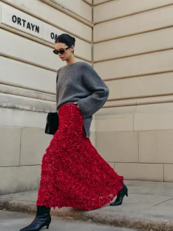 High-Waist Rosette Skirt