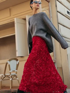 High-Waist Rosette Skirt