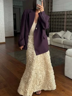 High-Waist Rosette Skirt