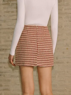 High-Waist Textured A-Line Zipper Skirt