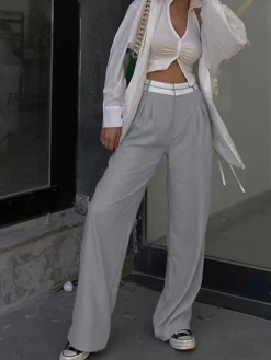Highway Reverse Waistband Wide Leg Dress Pants