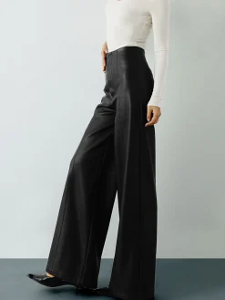 High-Wist PU Leather Wide-Leg Pants