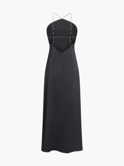Hold My Pearls Open Back Satin Long Dress