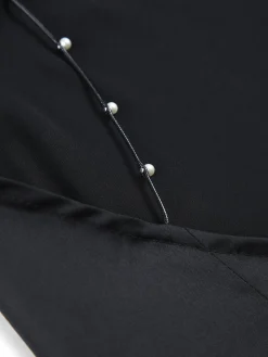 Hold My Pearls Open Back Satin Long Dress
