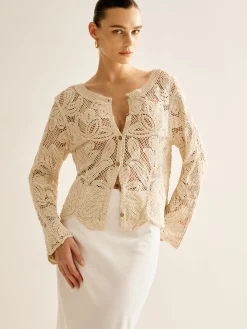 Hollow Button Plisse Cardigan