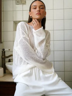 Hollow Draped Snug Knit Top