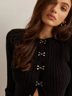 Hook Front Skinny Knit Top