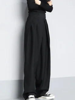 Hook-and-Loop Fastener Wide Leg Velcro Pants