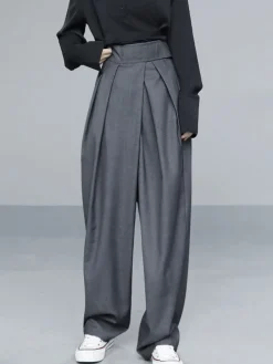 Hook-and-Loop Fastener Wide Leg Velcro Pants