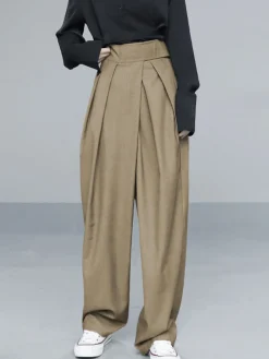 Hook-and-Loop Fastener Wide Leg Velcro Pants