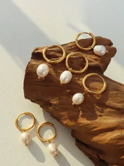 Hoop-Ring Pearl Drop Earrings