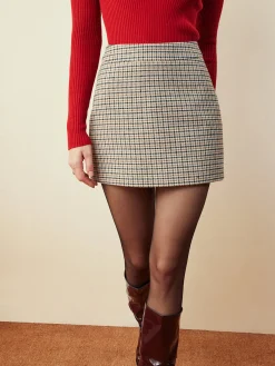 Houndstooth A-Line Mini Skirt