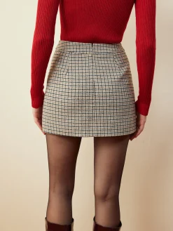Houndstooth A-Line Mini Skirt