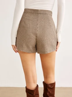Houndstooth Button Shorts