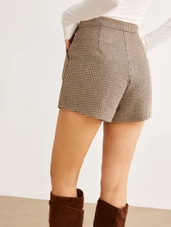 Houndstooth Button Shorts