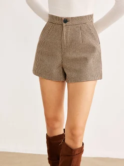 Houndstooth Button Shorts