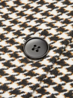 Houndstooth Split Blazer With Belt