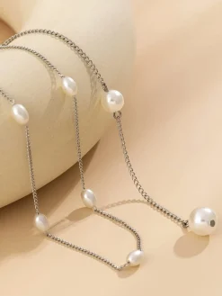 Imitation Pearl Tassel Necklace