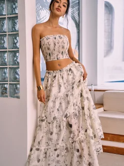 Ink Painting Print Skirt Set