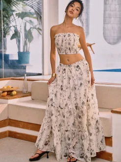 Ink Painting Print Skirt Set