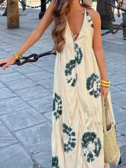 Ink Ripple Leisure Long Dress