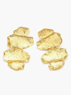 Irregular Golden Leaves Drop Earrings