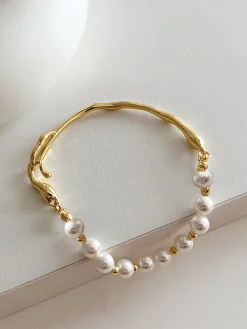 Irregular Metal Pearl Bracelet