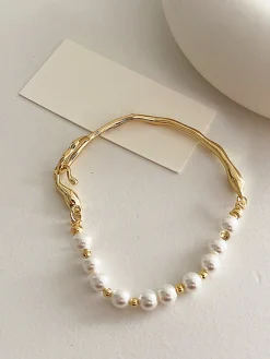 Irregular Metal Pearl Bracelet