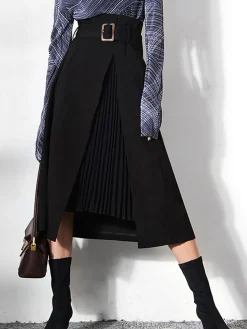 Irregular Package Belted Midi Skirt