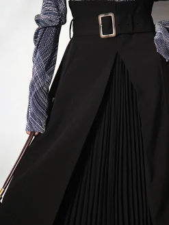 Irregular Package Belted Midi Skirt