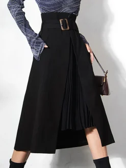 Irregular Package Belted Midi Skirt