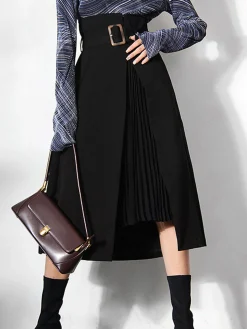 Irregular Package Belted Midi Skirt