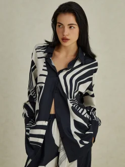 Irregular Print Wide Leg Pants Set
