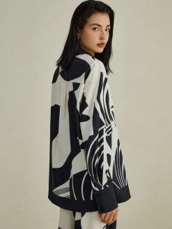 Irregular Print Wide Leg Pants Set