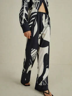 Irregular Print Wide Leg Pants Set