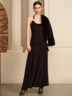 Irregular-Ring Flowy Halter Dress