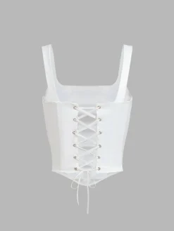 Ivory Glow Tied Crop Corset Top