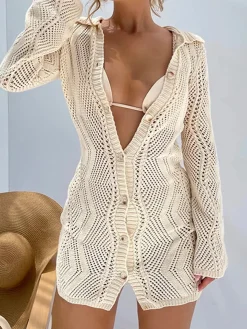 Jacquard Cardigan Short Sweater Dress