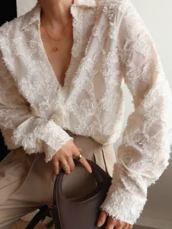 Jacquard Floral Collared Shirt