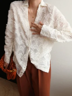 Jacquard Floral Collared Shirt