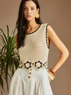 Jacquard Hollow Out Sweater Vest