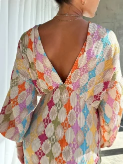 Jacquard Print V-Neck Dress