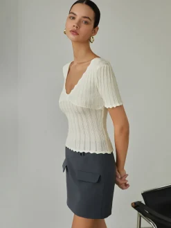 Keep It Simple Scalloped Pointelle Top