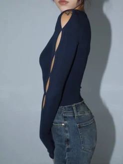 Keyhole Cutout Long Sleeve Bodysuit